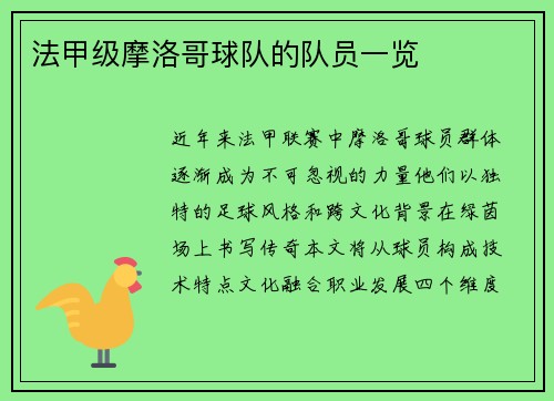 法甲级摩洛哥球队的队员一览