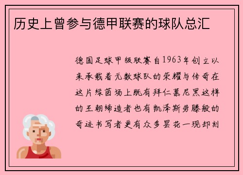 历史上曾参与德甲联赛的球队总汇